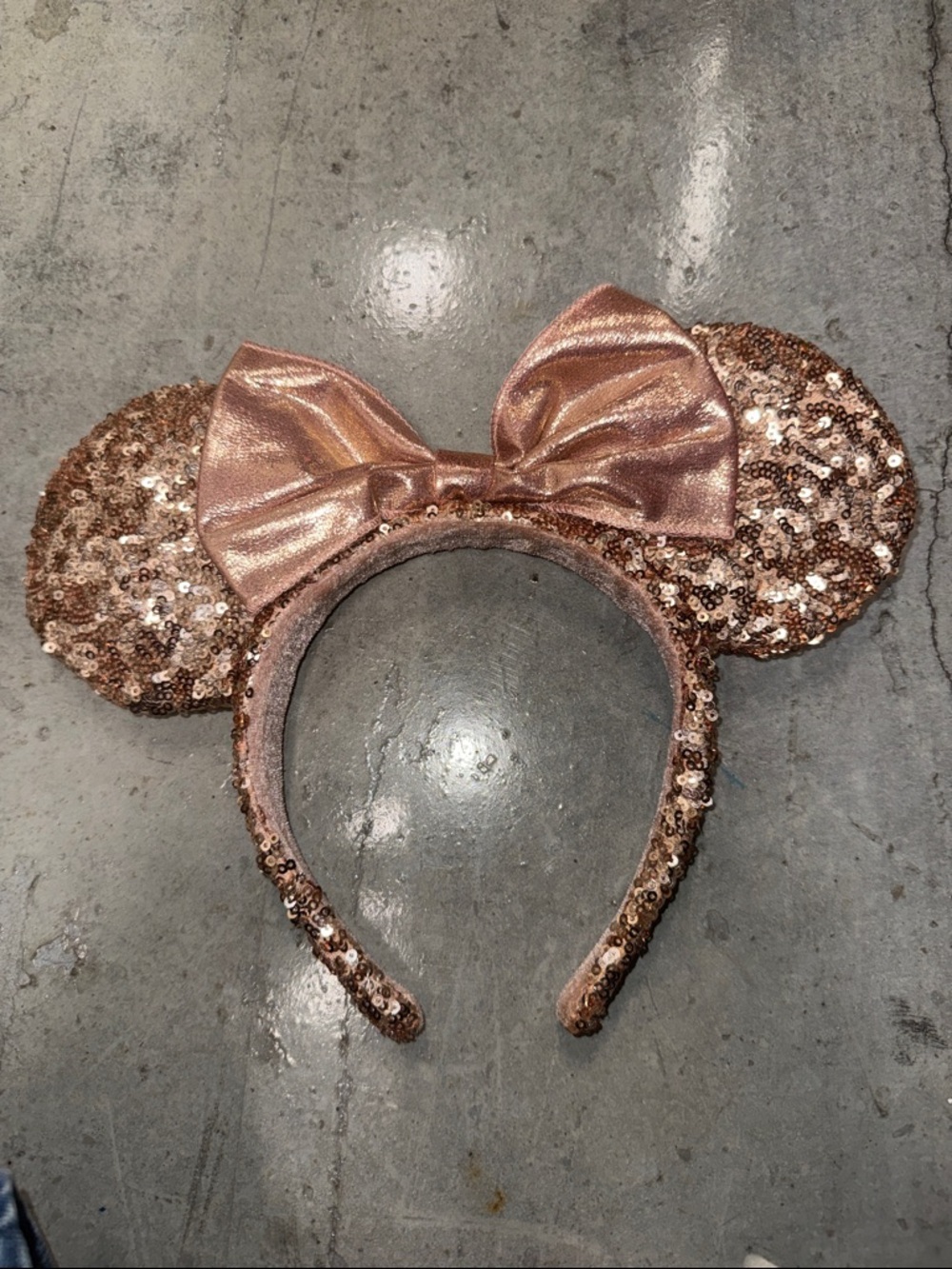 Disney Rose Gold Sequin Minnie Ears Headband